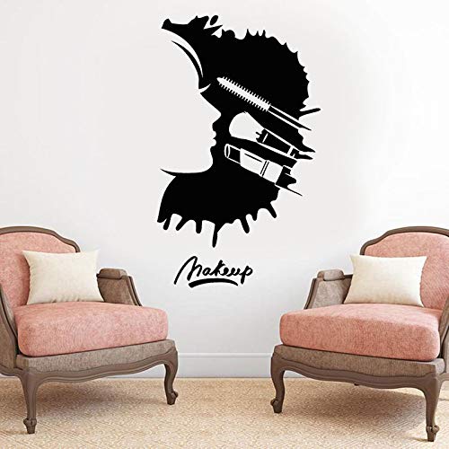 Maquillaje Salón de belleza Mujer Cara Cosméticos Etiqueta de la pared Diseño de interiores Habitación Ventana Calcomanías Tienda Decoración Mural extraíble A6 57x95cm
