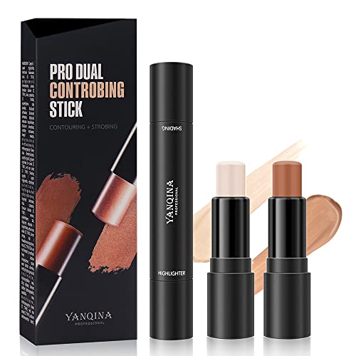 Maquillajes Correctores, Stick de Contorno de Doble Cabeza Corrector, Contouring Maquillaje, 2 en 1 Barra de Contorno de luces y Sombras, lápiz de Contorno de Sombra de Rostro iluminador