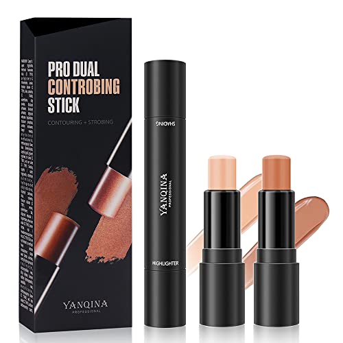 Maquillajes Correctores, Stick de Contorno de Doble Cabeza Corrector, Contouring Maquillaje, 2 en 1 Barra de Contorno de luces y Sombras, lápiz de Contorno de Sombra de Rostro iluminador