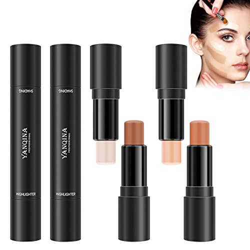 Maquillajes Correctores, Stick de Contorno de Doble Cabeza Corrector, Contouring Maquillaje, 2 en 1 Barra de Contorno de luces y Sombras, lápiz de Contorno de Sombra de Rostro iluminador