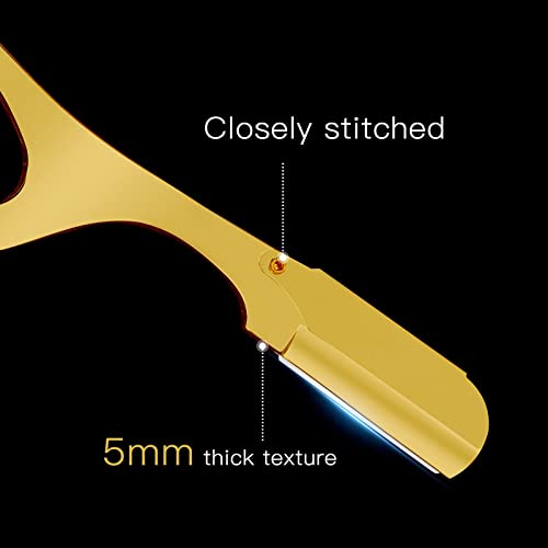 Maquinilla de afeitar de barbero de borde recto Maquinilla de afeitar de dedos profesional para un afeitado suave y seguro con un estuche exquisito Herramienta de modelado de barba clásica Dorado