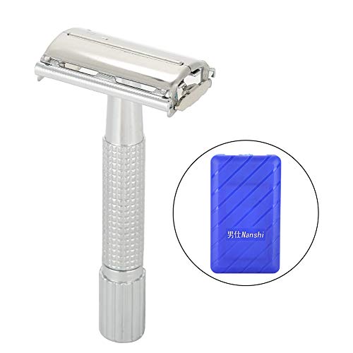 Maquinilla de afeitar manual, cuchillo de afeitar para hombres Maquinilla de afeitar manual para hombre Afeitadora de barba de doble filo recta clásica con estuche