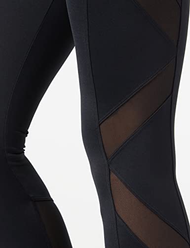 Marca Amazon - AURIQUE Mallas de Deporte con Panel de Rejilla Mujer, Negro (Black), 40, Label:M