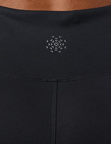 Marca Amazon - AURIQUE Mallas de Deporte con Panel de Rejilla Mujer, Negro (Black), 40, Label:M