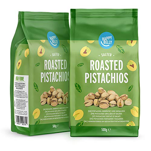Marca Amazon - Happy Belly Pistachos tostados y salados, 2x500g
