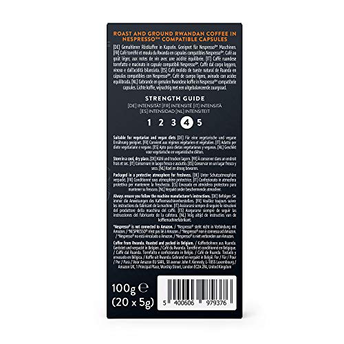 Marca Amazon - Happy Belly Select Café Molido Origin Nespresso - Rwanda - 80 Cápsulas (4 Paquetes x 20)