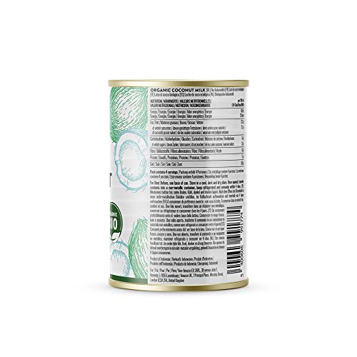 Marca Amazon –Happy Belly Select Leche de coco orgánica selecta para cocinar, 6 x 400 ml