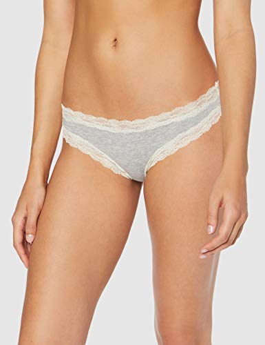 Marca Amazon - Iris & Lilly Calzoncillo Tanga de Algodón Mujer, Pack de 7, Multicolor (negro/melange/rosa suave), S, Label: S