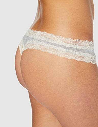 Marca Amazon - Iris & Lilly Calzoncillo Tanga de Algodón Mujer, Pack de 7, Multicolor (negro/melange/rosa suave), S, Label: S