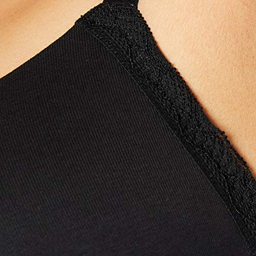 Marca Amazon - IRIS & LILLY Sujetador de Algodón Estilo Camiseta Mujer, Negro (Schwarz), 95C, Label: 36C