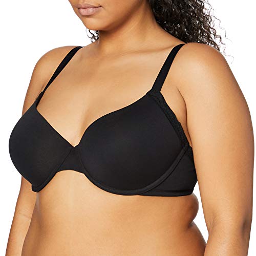 Marca Amazon - IRIS & LILLY Sujetador de Algodón Estilo Camiseta Mujer, Negro (Schwarz), 95C, Label: 36C