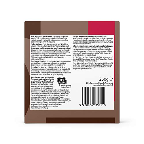 Marca Amazon - Solimo Cápsulas Espresso, compatibles con Nespresso - 50 cápsulas (1 x 50)