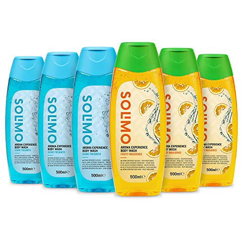 Marca Amazon - Solimo Gel de ducha Experiencia Aromática - Pack de 6 (500ml x 6)