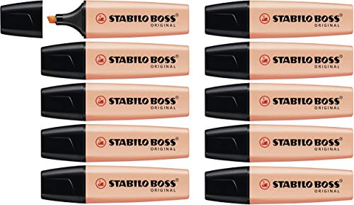 Marcador STABILO BOSS ORIGINAL pastel - Caja con 10 unidades - Color melocotón sedoso