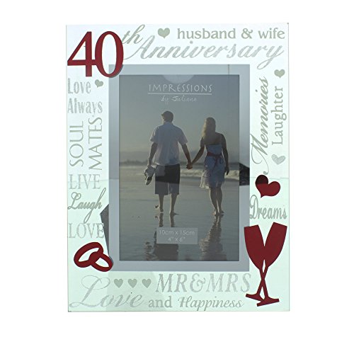Marco de fotos de 40º aniversario de boda de rubí en caja nueva