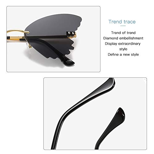 Mariposa Gafas Vintage, 2 Piezas Gafas con Forma Mariposa, Mujeres Gafas Sol de Mariposa, Moda Metal Gafas Vintage, para Mujeres Hombres Deportes al Aire Libre Conducción Citas en la Playa