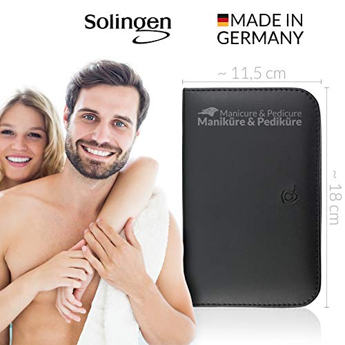 marQus Set de manicura y pedicura de 12 piezas de Solingen Alemania - Set manicura con todo lo necesario para hombre y mujer en estuche de piel sintética color: negro