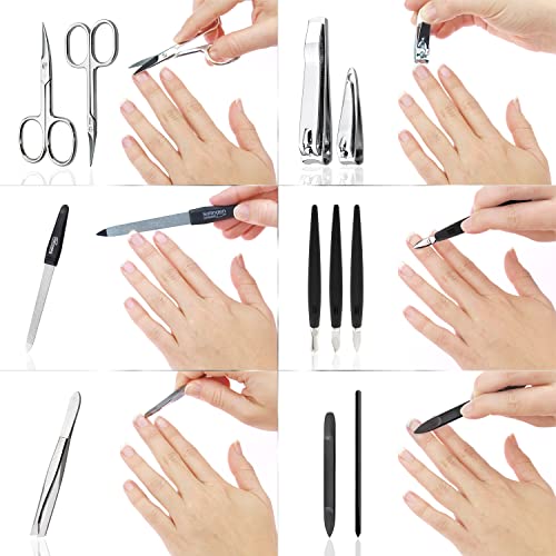 marQus Set de manicura y pedicura de 12 piezas de Solingen Alemania - Set manicura con todo lo necesario para hombre y mujer en estuche de piel sintética color: negro