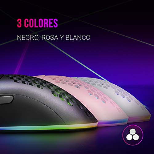 Mars Gaming MMAX Negro, Ratón Gaming Ultraligero, RGB Chroma 12400 DPI, Sensor óptico PixArt 3327PRO