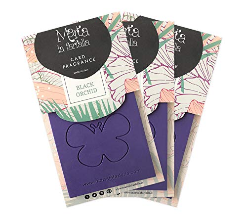 Marta La Farfalla - Tarjeta Black Orchid - Ambientador / desodorante para habitaciones y coche - 3 unidades
