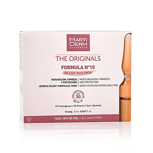 MARTIDERM Formula Nº10 | Hd Color Touch | Spf 30 | Hidratante, Antioxidante Y Reafirmante | 10 Ampollas, color Blanco, M, 200 g