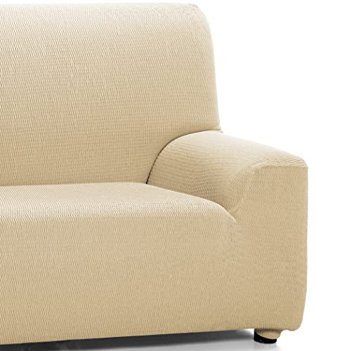Martina Home Tunez, funda de sofá elástica, lona (50% poliéster, 45% algodón, 5% elastano), beige, 4 plazas (240-270 cm de ancho)