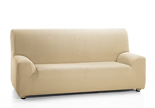 Martina Home Tunez, funda de sofá elástica, lona (50% poliéster, 45% algodón, 5% elastano), beige, 4 plazas (240-270 cm de ancho)
