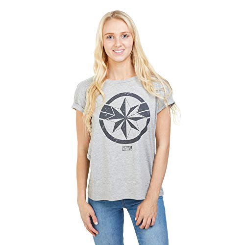 Marvel Avengers Captain Camiseta, Gris (Grey Marl SPO), 42 (Talla del Fabricante: Large) para Mujer