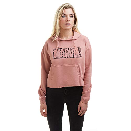 Marvel Capucha con Logotipo de cómic Sudadera, Rosa (Dusty), 40 para Mujer