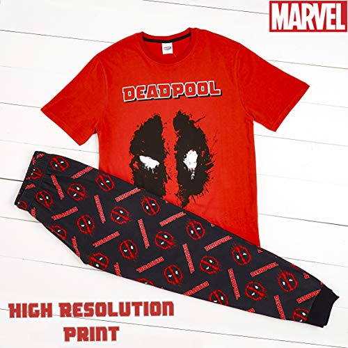Marvel Pijama Hombre, Pijamas Hombre con Diseño Deadpool, Conjunto Pijama Hombre Algodon Camiseta Manga Corta y Pantalón Largo, Regalos Hombre (M, Multicolor)