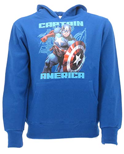 Marvel Sudadera de Capitán América original de Super Eroe, producto oficial de los Vengadores, camiseta con capucha para niño, turquesa, 7-8 Years