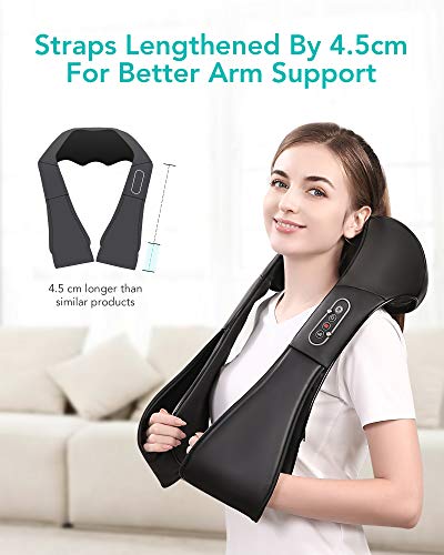 Masajeador de Cuello y Hombros Básico Shiatsu Masajeador Cervical con 3D Rotación y Función de Calor para Relajación de Fatiga en Casa, Oficina o Coche