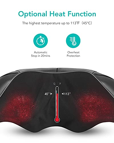 Masajeador de Cuello y Hombros Básico Shiatsu Masajeador Cervical con 3D Rotación y Función de Calor para Relajación de Fatiga en Casa, Oficina o Coche