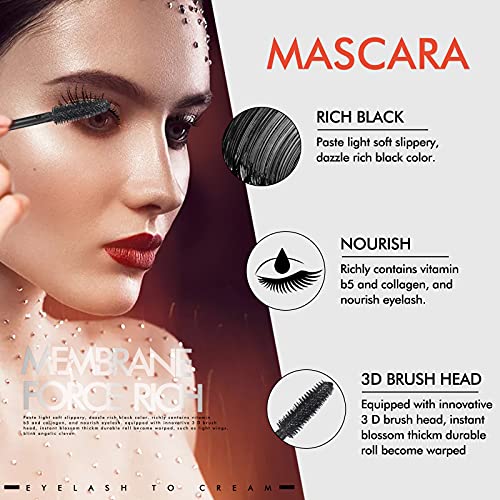 Máscara de maquillaje 4D, máscara negra vegana y orgánica con aceite de argán, natural, sin crueldad, voluminizadora, alargadora, para ojos sensibles y pestañas cortas