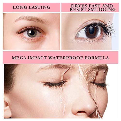 Máscara de Pestañas de Fibra de Seda 4D, Mascara de Pestañas Waterproof Volumen , Máscara de Pestañas Alargadora Espesante Negra sin Grumos, Dura Todo el Día
