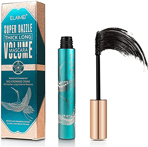 Mascara de Pestañas Waterproof, Rimel Pestañas Volumen y Largura, Mascara Negra, Extensiones De Pestañas, A Prueba De Manchas, Sin Grumos, Sin Manchas