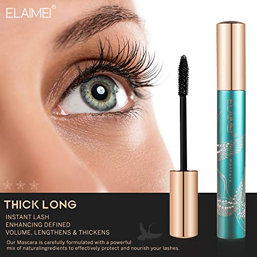 Mascara de Pestañas Waterproof, Rimel Pestañas Volumen y Largura, Mascara Negra, Extensiones De Pestañas, A Prueba De Manchas, Sin Grumos, Sin Manchas