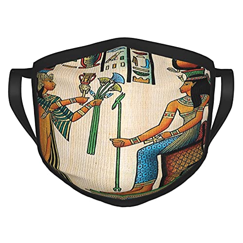 Máscara de tela Decoración egipcia Antiguo Papiro Egipcio Reina Nefertari Con Imperio Histórico Obras de Arte Multi Negro Borde Máscara