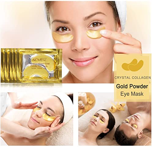 Máscara para Ojos de Colágeno, 24K Oro Parches para los Ojos, Contorno de Ojos Antienvejecimiento, Anti Edad para Ojeras, Bolsas, Patas de Gallo e hinchazón 25 pares | Paquete Independiente