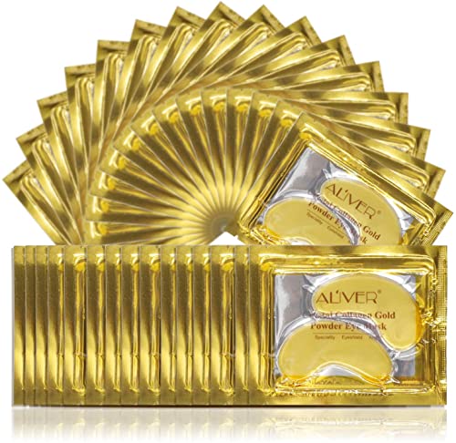 Máscara para Ojos de Colágeno, 24K Oro Parches para los Ojos, Contorno de Ojos Antienvejecimiento, Anti Edad para Ojeras, Bolsas, Patas de Gallo e hinchazón 25 pares | Paquete Independiente