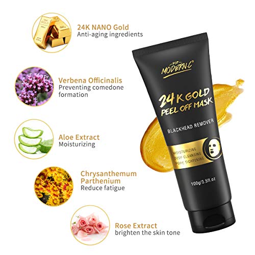 Mascarilla De Espinillas, 24K Gold Peel Off Máscara, Mascarilla Puntos Negros, Limpieza Profunda, Reduce las Líneas Finas y Arrugas para Todas las Pieles, con Herramientas Extractor de Espinillas