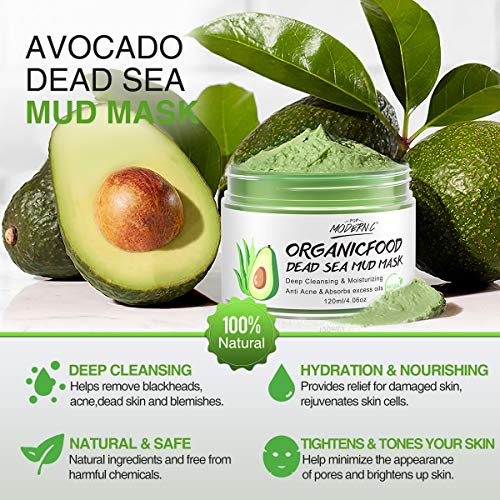 Mascarilla De Espinillas Mascarilla De Arcilla De Aguacate Mascarilla De Barro Del Mar Muerto Mascarilla De Té Verde Natural, Reduce Poros Acne Espinillas, Limpieza Profunda E Hidratante…