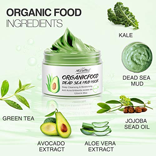 Mascarilla De Espinillas Mascarilla De Arcilla De Aguacate Mascarilla De Barro Del Mar Muerto Mascarilla De Té Verde Natural, Reduce Poros Acne Espinillas, Limpieza Profunda E Hidratante…