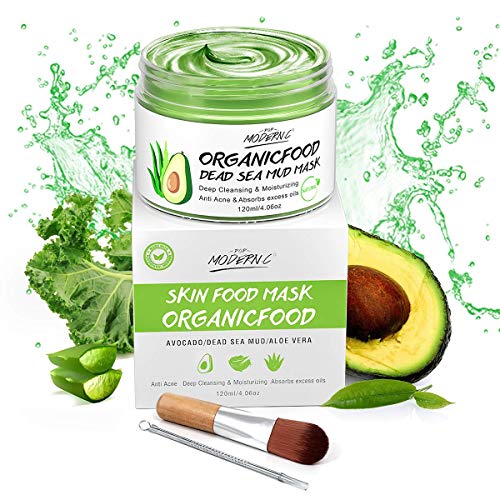 Mascarilla De Espinillas Mascarilla De Arcilla De Aguacate Mascarilla De Barro Del Mar Muerto Mascarilla De Té Verde Natural, Reduce Poros Acne Espinillas, Limpieza Profunda E Hidratante…