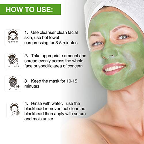 Mascarilla De Espinillas Mascarilla De Arcilla De Aguacate Mascarilla De Barro Del Mar Muerto Mascarilla De Té Verde Natural, Reduce Poros Acne Espinillas, Limpieza Profunda E Hidratante…