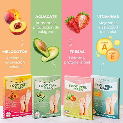Mascarilla Exfoliante Pies Probada Dermatológicamente - Calcetines Exfoliantes de Pies Para Callos y Peeling pies de Plantifique - Eficaz Para Callos, Piel Muerta y Seca - 4 pares
