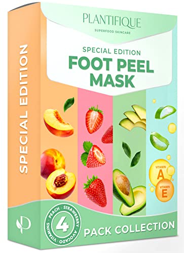 Mascarilla Exfoliante Pies Probada Dermatológicamente - Calcetines Exfoliantes de Pies Para Callos y Peeling pies de Plantifique - Eficaz Para Callos, Piel Muerta y Seca - 4 pares