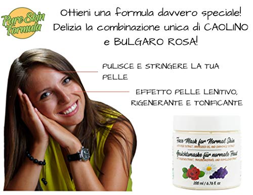 Mascarilla facial de arcilla hidratante natural con rosa y manzanilla. mascarilla limpiadora y abrillantadora, 200 mililitros