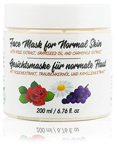 Mascarilla facial de arcilla hidratante natural con rosa y manzanilla. mascarilla limpiadora y abrillantadora, 200 mililitros