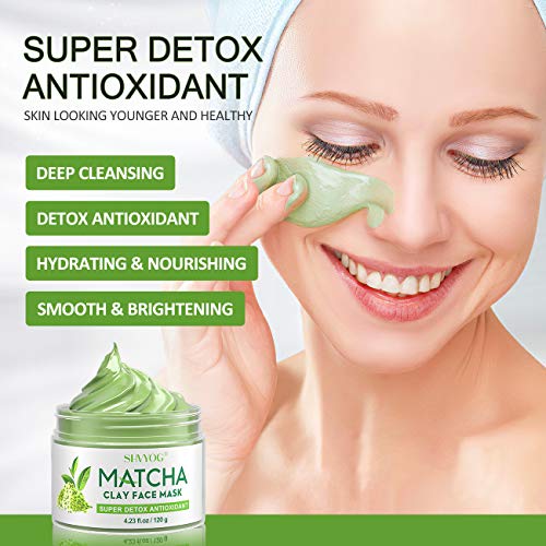 Mascarilla Facial De Arcilla Matcha De Té Verde, Mascarilla Facial De Desintoxicación Antioxidante Shvyog Con Barro Volcánico, Mascarilla Facial Hidratante Hidratante De Limpieza Profunda
